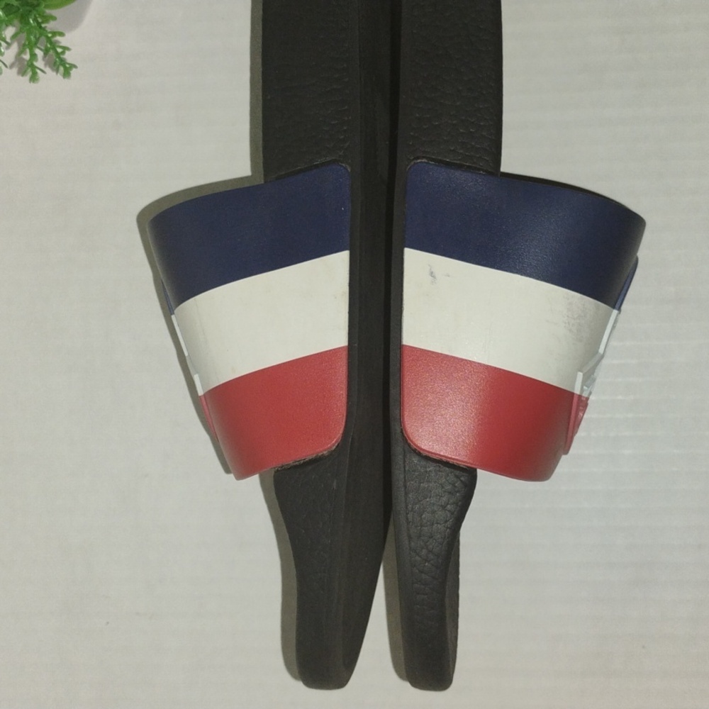 Moncler Mens Basile Slides. Size 46 (US 12). Red White and Blue in color. - Picture 11 of 13